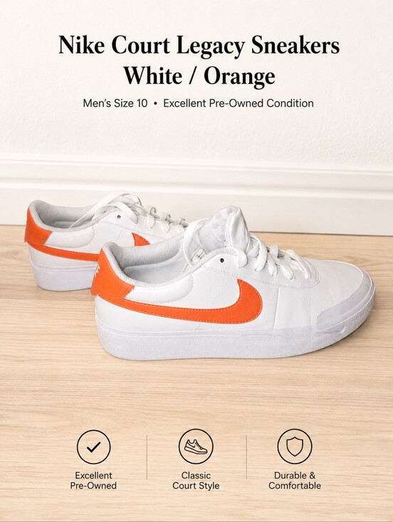 Nike Other - Nike Court Legacy Sneakers White Orange Low Top Lace Up Casual Shoes Unisex